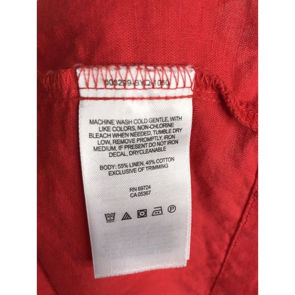 Columbia Linen Blend Dress Women's XS Red Sleeveless V-Neck Pullover Tie Back - Picture 7 of 8